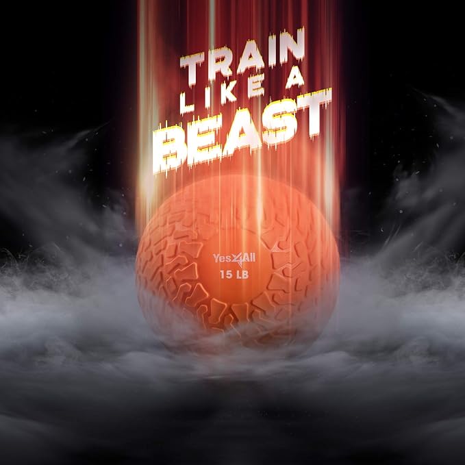 Yes4All Slam Balls, 10-40lb Weighted Ball Weight, Durable PVC Sand Filled Workout Dynamic Slam Ball for Core Strengthen