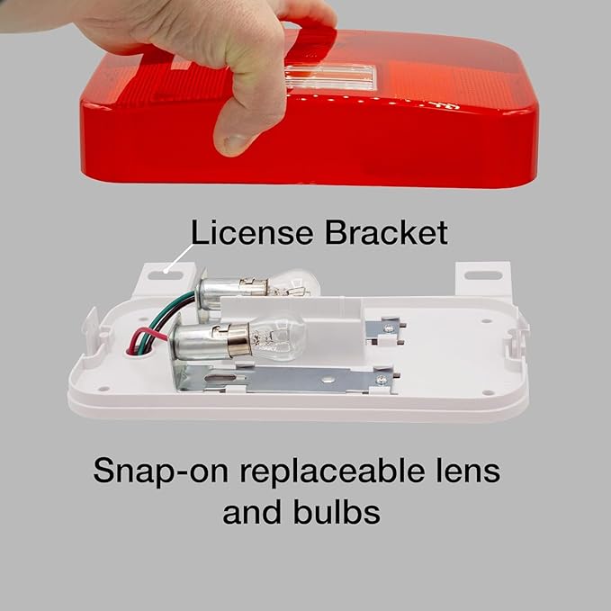 Lumitronics Red Surface Mount Stop/Turn/Tail, License Bracket/Light for RV, Trailer, Camper, 5th Wheel and Motorhomes (Black)