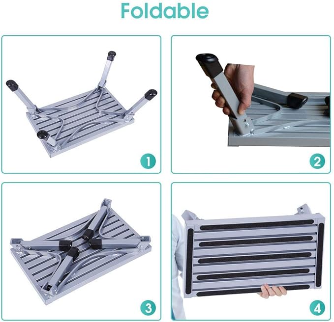 Portable RV Steps Platform Foldable Anti-Slip Rubber Feet 330lbs Load Capacity Durable Ladder Caravan Camping Tool Portable