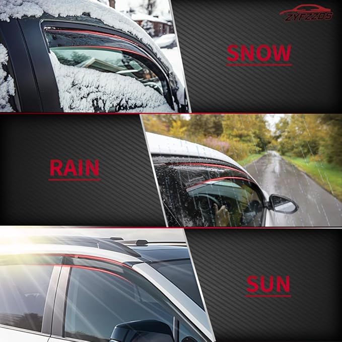 Window Visors Rain Guards Fit 2024, 2025 Toyota Tacoma Side Window Deflectors Vent Shades Sun Visors Accessories Mugen Style Tape-On 4PCS