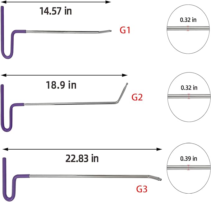 22 Pcs Car Dent Repair Rods, Hard Spring Steel Dent Rods, Dent Repair Tools, Professional Hail Dent Removal Tool for Minor Dents, Door Dings,Hail Damage,Linear Dent and Large Dent