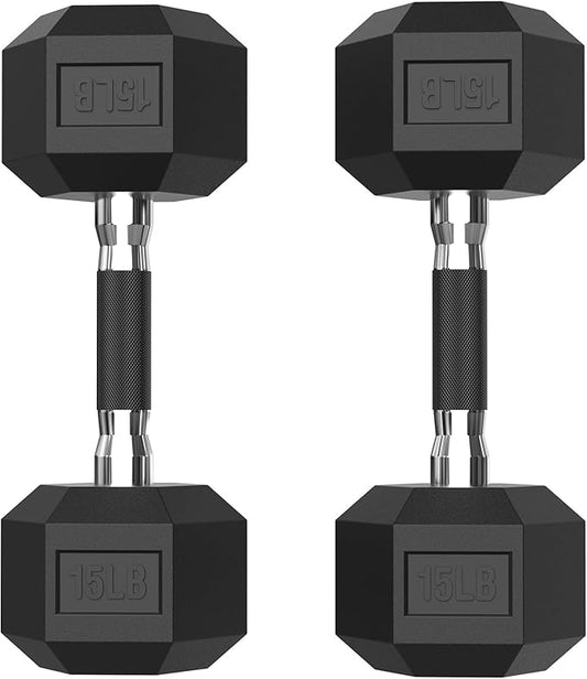 PAPABABE HEX Dumbbell Set 2.5-125lb, Rubber Encased Home Gym Dumbbells, Exercise & Fitness Weights Dumbbells for Women & Men, Hand Weight for Strength Training