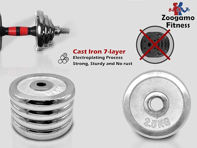 Adjustable Dumbbells Cast Iron Set Weight to 66Lbs / 44LBS, Free Weight with Connecting Rod Used As Barbell, for Men and Women Home Gym Work Out Training Fitness Equipment All-Purpose