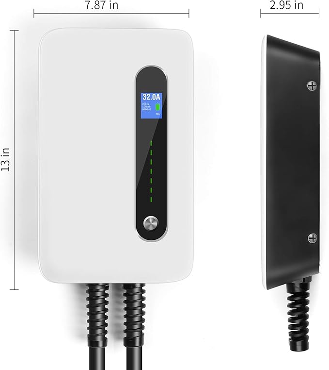 32A 7.68KW EV Charger Level 2 Station, NEMA14-50 20ft Wall Electric Vehicle Charging Station for Electric and Hybrid Vehicles