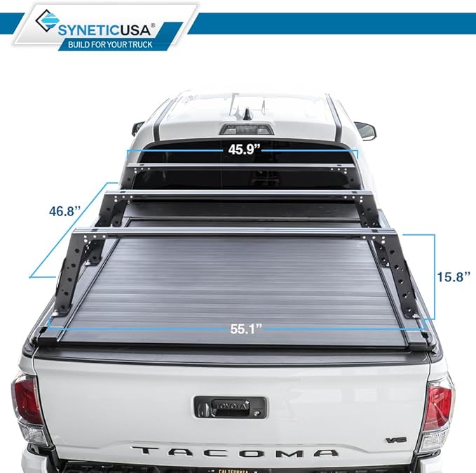 Syneticusa ER Power Retract Hard Tonneau Cover with Rack Fits 2016-2026 Tacoma 5' Bed Off Road Retractable