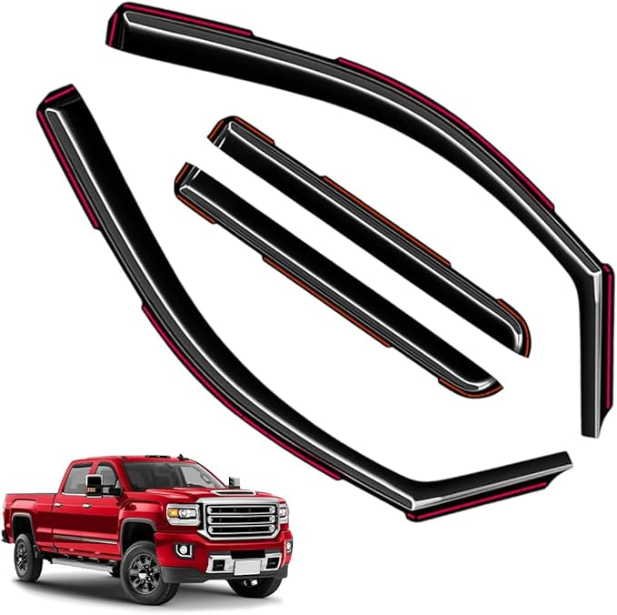 in-Channel Window Visors Rain Guards FIT Chevy Silverado/GMC Sierra 1500 Crew Cab 2014-2018,Silverado/Sierra 2500HD-3500HD Crew Cab 2015-2019 (2014-2019) – in-Channel Vent Visors