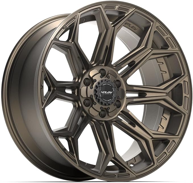 4PLAY Wheels 4P83 22 Inch Rims and Tires Fit 6x135 & 6x139.7 22x10 Satin Bronze - TerraMax RT 33x12.50/22 (Set of 4)