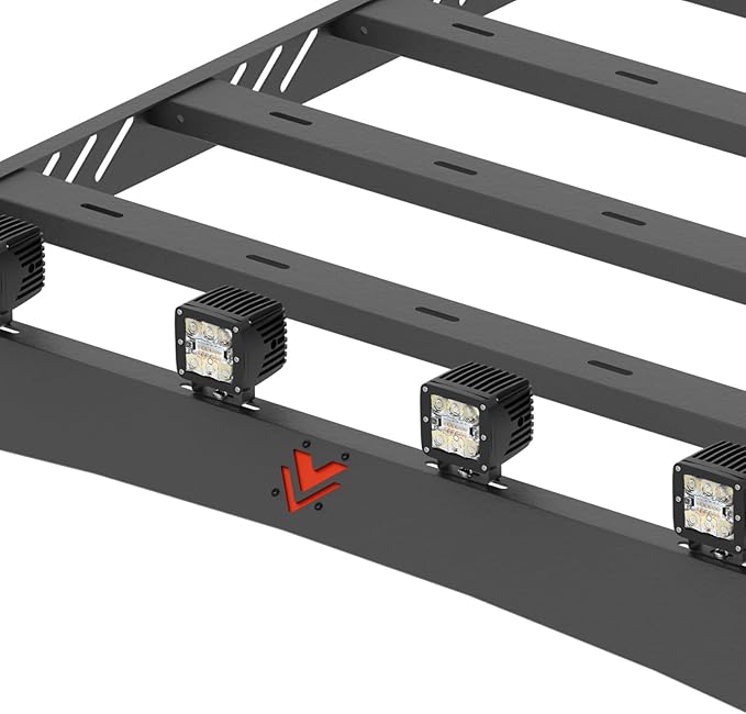 Roof Rack Cargo Basket Compatible with 4PCS LED Light Bar Compatible for 1997-2006 Jeep Wrangler TJ 2 Doors Hardtop, Luggage Racks Rooftop Storage Carrier (Black)