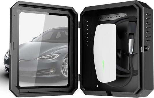 Charger Box for Tesla Gen 3, Outdoor Wall Charger Cover for Tesla Accessories, Rainproof Dustproof Wall Connector Charging Cable Organizer Tesla Charger Lock Box