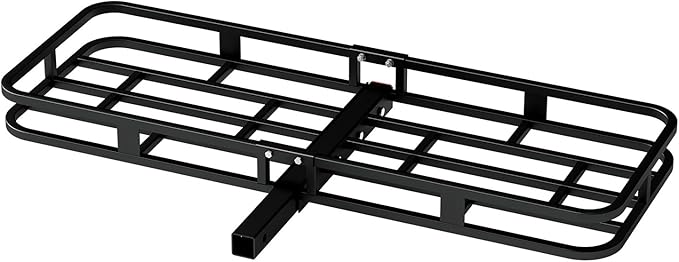 FORWODE 500 LBS Hitch Mount Cargo Carrier Basket, 53"x19"x5" Folding Hitch Cargo Carrier Basket for 2 Inch Receiver, Car Rack Rear Luggage Basket for Car SUV Traveling