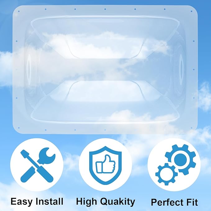 XMK 18" x 26" RV Skylight Replacement Cover for Camper Trailer Motorhome Roof, RV Shower Skylight Cover Outer Dome Fit 14" x 22" Openings, Impact Resistant, Clear