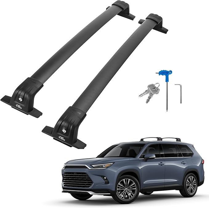 JOYTUTUS 260lbs Heavy Duty Lockable Car Roof Rack Cross Bars Compatible with Toyota Grand Highlander 2024-2025 with Flush Side Rails, Aluminum Alloy Roof Rails Roof Carrier Luggage