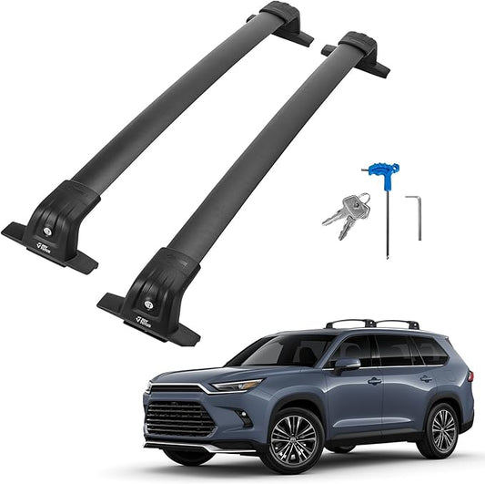 JOYTUTUS 260lbs Heavy Duty Lockable Car Roof Rack Cross Bars Compatible with Toyota Grand Highlander 2024-2025 with Flush Side Rails, Aluminum Alloy Roof Rails Roof Carrier Luggage