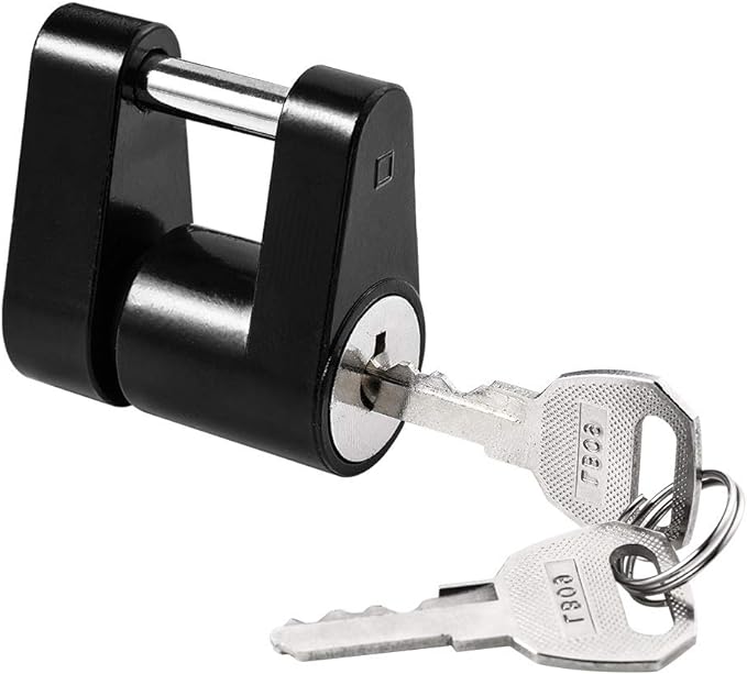 CZC AUTO Black Trailer Hitch Coupler Lock, Dia 1/4 Inch, 3/4 Inch Span for Tow Boat RV Truck Car's Coupler (1 Pack, Black)