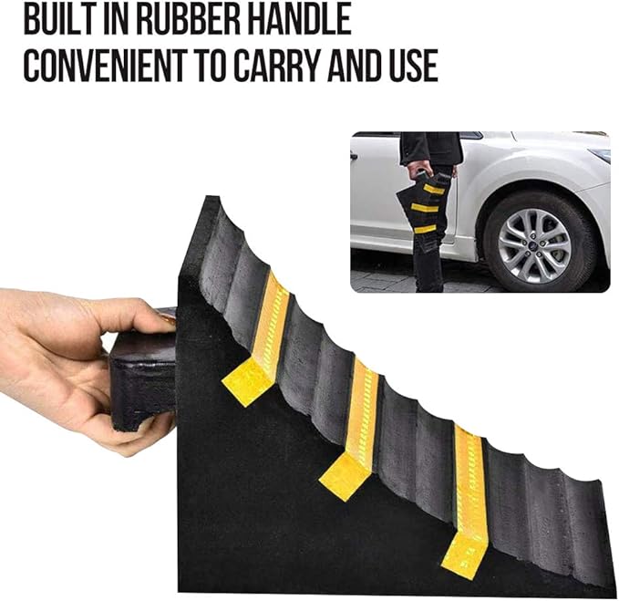 Heavy Duty Rubber Wheel Tire Chock 10" L x 6" W x 7.3" H, Front and Back for Camper, Trailer, RV, Truck, Car, Vehicle and RV (4-Pack)