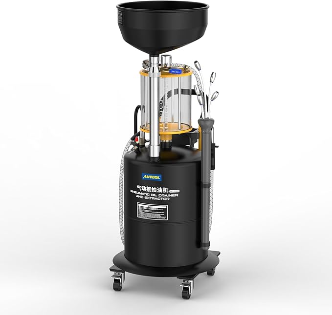 AUTOOL Self-Evacuating Portable Oil Drainer, Steel 18-Gallon Fluid Evacuator W/Bowl, Air Operated Drainer for Oil Change Combination of Pumping, Draining, Recycling, Emptying of Waste Oil