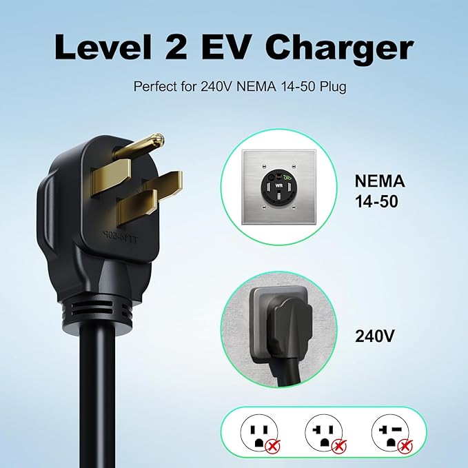 Level 2 EV Charger, 32A/7KW Electric Vehicle Portable Charger with 20FT Cable, Home EV Charging Station, 240V NEMA 14-50 Plug, for All SAE J1772