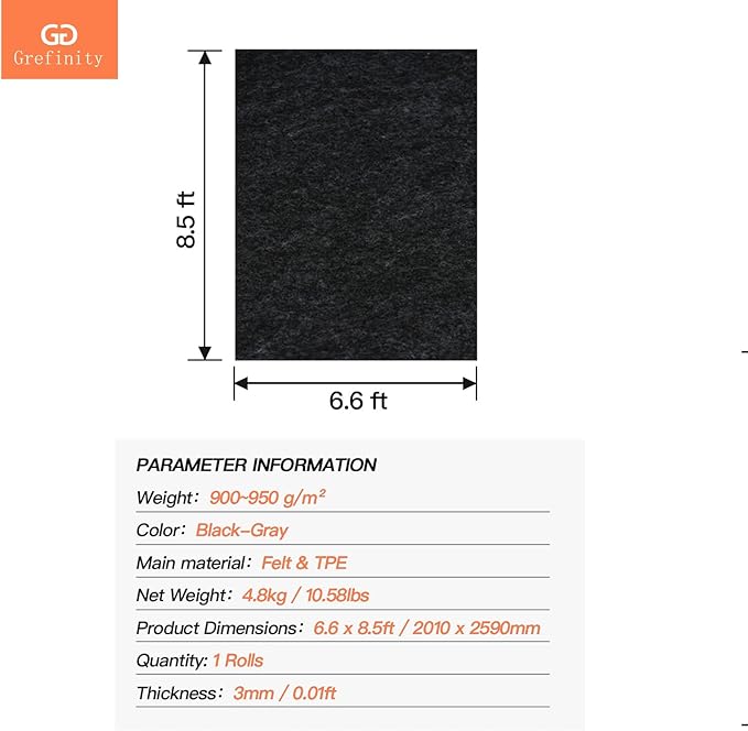 6.6'x 8.5' Garage Floor Mat & Oil Spill Mat, Heavy Duty Under Car Mat for Garage & Driveway, Protects Against Oil, Chemicals & Stains with TPE Anti-Leak Backing, Reusable & Washable