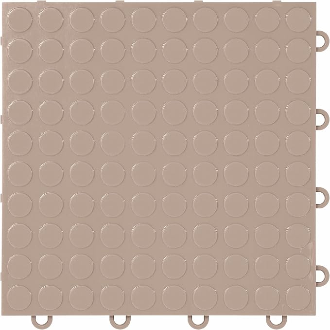 FlooringInc's Nitro 12"x12" Snap-Together Garage Flooring Tiles, Non-Slip Interlocking Plastic Floor Mat, Coin Pattern, Sahara Sand, 1 Tile, 1 Sq/Ft