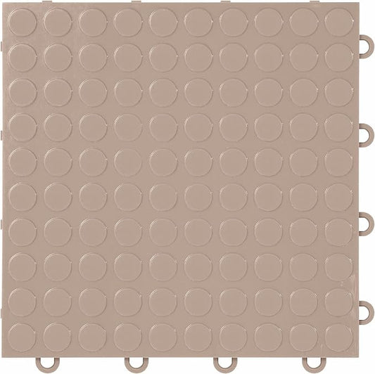 FlooringInc's Nitro 12"x12" Snap-Together Garage Flooring Tiles, Non-Slip Interlocking Plastic Floor Mat, Coin Pattern, Sahara Sand, 1 Tile, 1 Sq/Ft