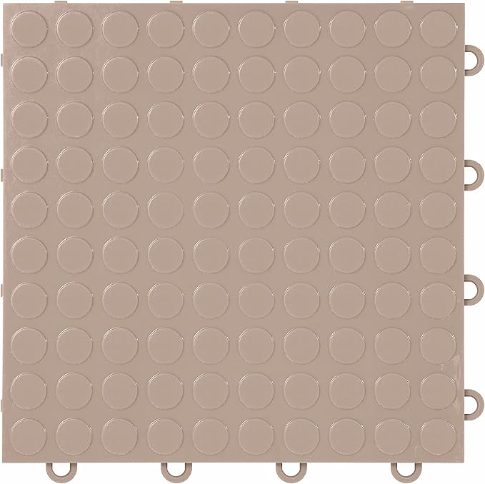 IncStores FlooringInc's Nitro 12"x12" Snap-Together Garage Flooring Tiles, Non-Slip Interlocking Plastic Floor Mat, Garage Organization & Storage, Coin Pattern, Sahara Sand, 52 Tiles, 52 Sq/Ft