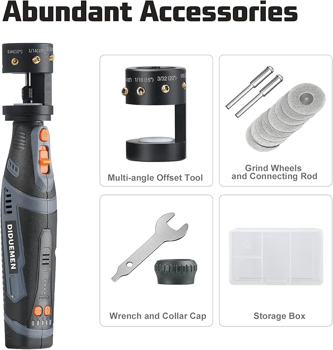 8V Handheld Without Debugging Tungsten Electrode Sharpener TIG Welding Rotary Tool with Flat Grinding Block, Cut-Off Slot, Multi-Angle & Offsets