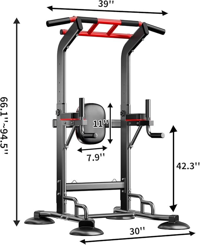 SogesHome Pull Up Bar and Dip Station, Heavy Duty Adjustable Home Gym Equipment for Strength Training, Multifunctional Workout Bar with Resistance Bands – Full Body & Core Exercise