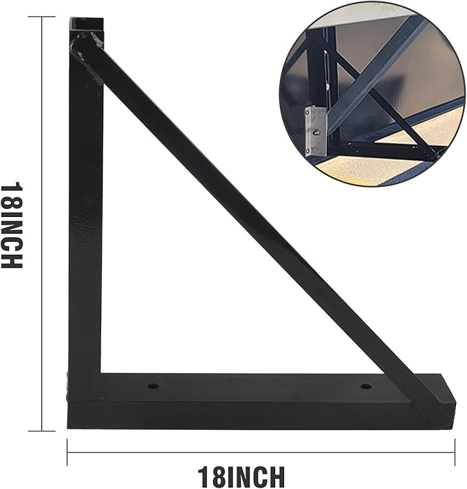 3 PCS 18 x 18 Inch Black Welded Structural Steel Mounting Brackets for Truck Trailer Underbody Tool Boxes with Screws Spacers and Sleeves