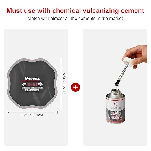 SUNSOUL 10Pcs Bias Tire Patch 5.32" x 5.32", Heavy Duty Round Tire Repair Patches for Car Truck Tractor Agricultural Vehicles