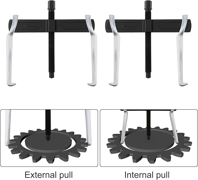 ChgImposs 14 Inch 2-Jaw Gear Puller, Adjustable Bearing Puller Gears + Wire Brush + Gloves, Reversible Removal Tool, CR-V Two Claws Puller Tool for Removal of Pulleys Flywheels Bearings Gears