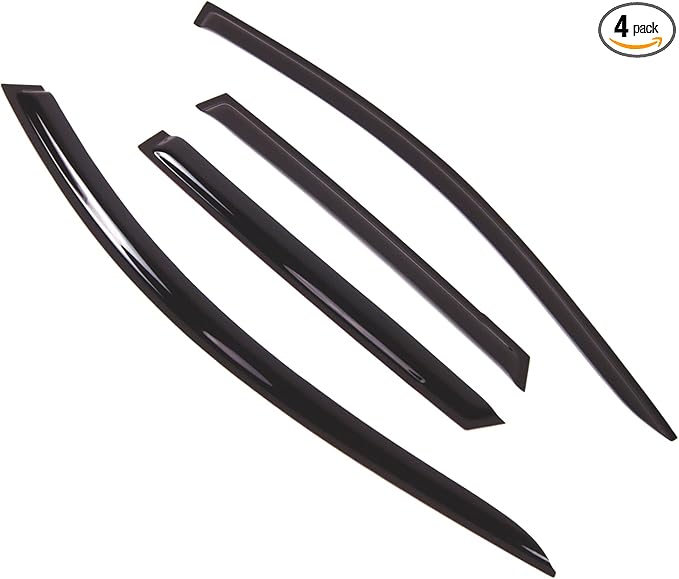 TuningPros Outside Mount Window Vent Visors Rain Guards Compatible with Mazda CX-5 2013-2017 | Side Window Wind Deflectors Rain Shields | Smoke Tinted, 4 Pcs Set, DGWV-715