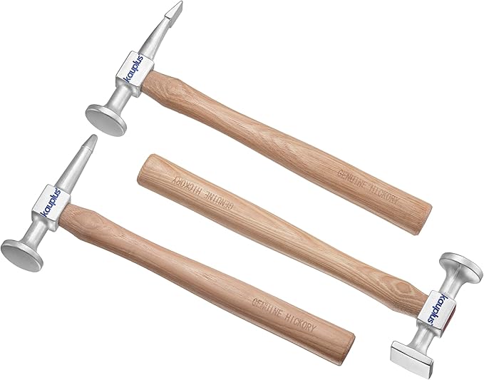 3PCS Aluminum Auto Body Dent Repair Set - Metal Work Dolly Tool Kit With Chisel, Shrinking, and Utility Pick Hammers