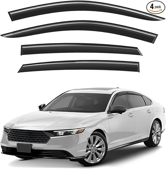 Window Deflectors Smoke Tinted Tape-On Side Window Vent Visor Deflectors Rain Guards Compatible with Honda Accord 2023-2025 - 4pcs. GW0567