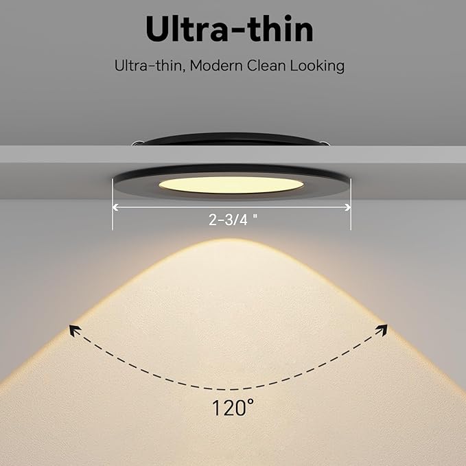 acegoo RV Recessed Ceiling Light 2-3/4” 12V Dimmable LED Puck Light for Campervan Truck Caravan Boat Roof Under Cabinet Lighting, Flush Mount Cutout 2-1/4" (Black,Warm White) 4 Pack