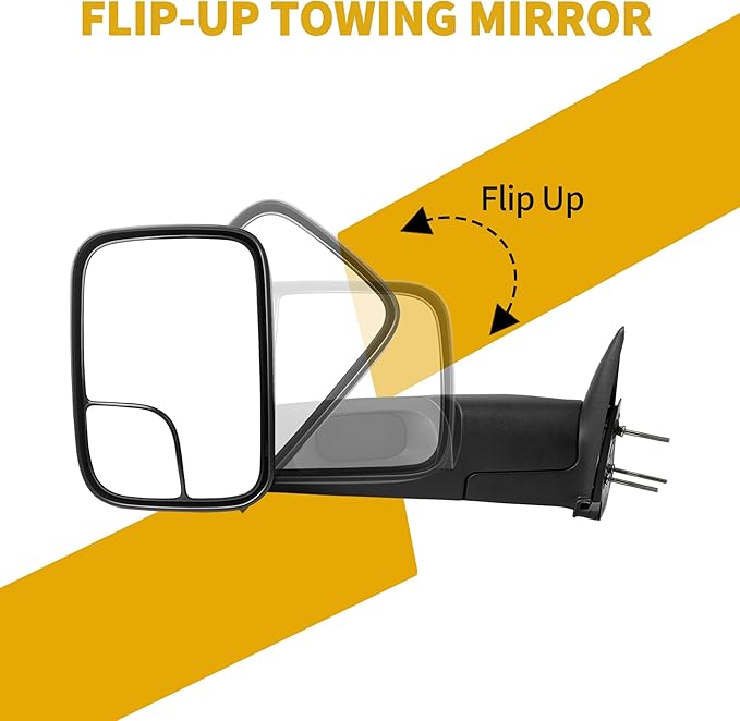 DWVO Side Towing Mirrors Compatible with 1994 1995 1996 1997 1998 1999 2000 2001 Dodge Ram 1500, 94-02 Dodge Ram 2500 3500, Door Mirrors with Manual Folding Flip Up, Pair Set