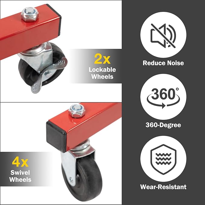 biosp Double Sided Mobile Bumper Storage Rack Floor-Standing with Lockable Wheels, Store and Organize 6 Painted Bumpers, Length Adjustable, Automobile Parts Accessories, 41.02''D x 49.29''W x 80''H