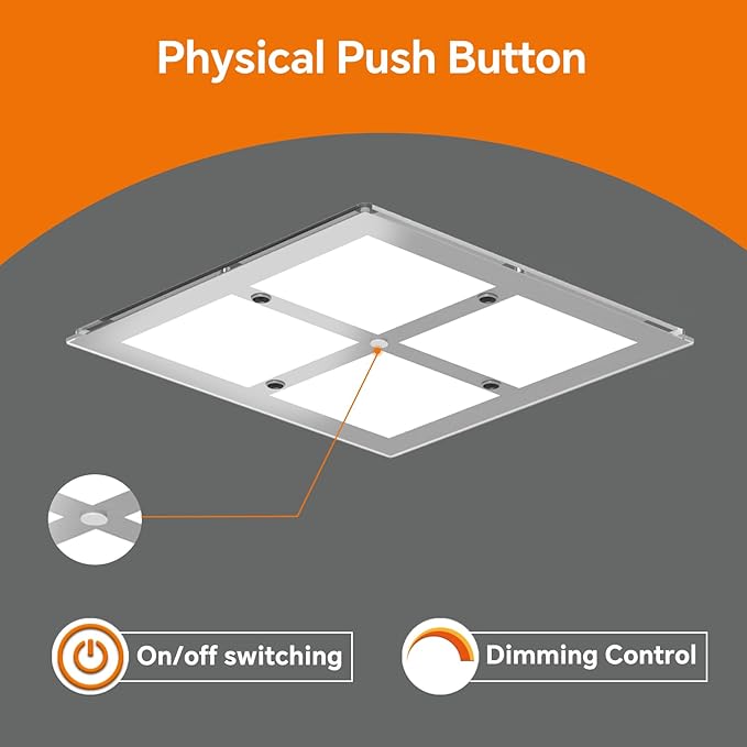 RV 12V LED Ceiling Dome Light with Switch, Square 8-1/2" Fixture, Dimmable 1080LM Lights with Acrylic Shade for RV Trailer Camper Boat Interior Lighting, Surface Mount (5000K Cool White)