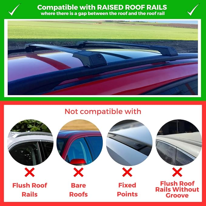 ERKUL Roof Rack Cross Bars for Mercedes Benz ML Class W166 2012-2015 | Aluminum Crossbars with Anti Theft Lock for Rooftop | Compatible with Raised Rails - Black