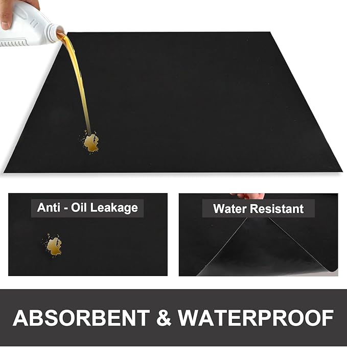 AAIN Oil Spill Mat (60" x 72"), Garage Floor Mat, Absorbent Oil Pad, Premium Maintenance Mat, Waterproof, Protect Garage Surface from Spill & Stain, Reusable, Washable, Durable, Black