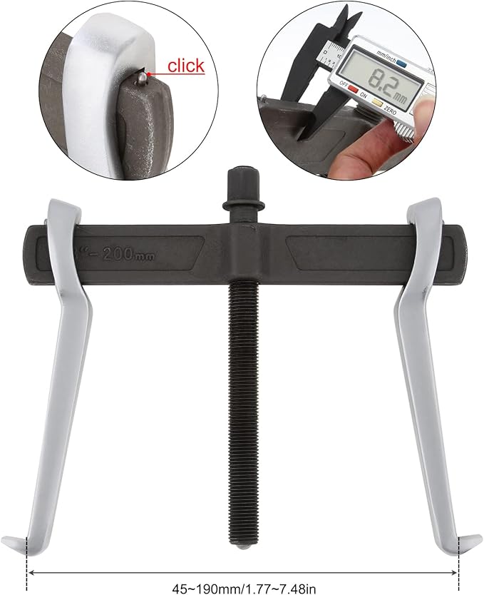 ChgImposs 8 Inch 2-Jaw Gear Puller, Adjustable Bearing Puller Gears, Reversible Removal Tool for External Internal Pulling, CR-V Two Claws Puller Tool for Removal of Pulleys Flywheels Bearings Gears