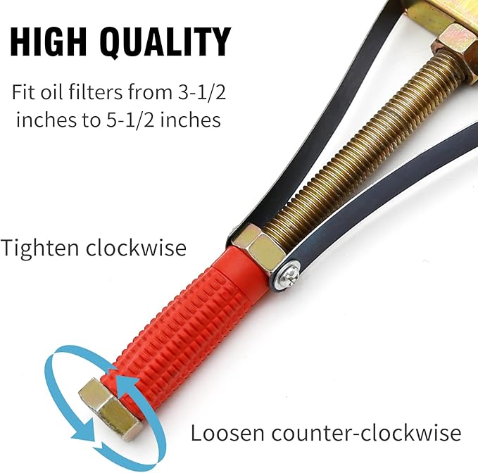 UOIENRT Adjustable Oil Filter Wrench Disassembly Tool Replacement for Truck Excavators(9-15cm Diameter)