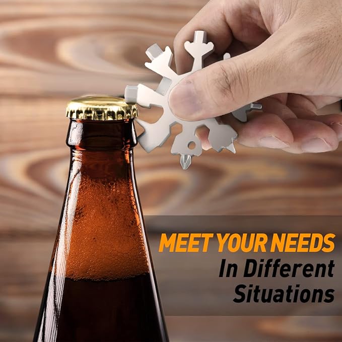 Stocking Stuffers Gifts for Men 18-in-1 Snowflake Multi Tool, Mens Gifts for Christmas, Anniversary Birthday Gifts for Men Husband Him, White Elephant Gifts for Dad Who Have Everything, Cool Gadgets