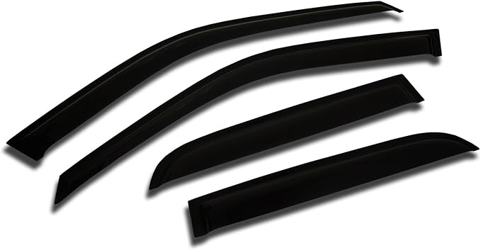 Tuningpros WD2-620 Dark Smoke 4 Pcs Set Window Visor (Outside Mount) Deflector Rain Guard Compatible with 2014-2016 Chevrolet Silverado Crew Cab