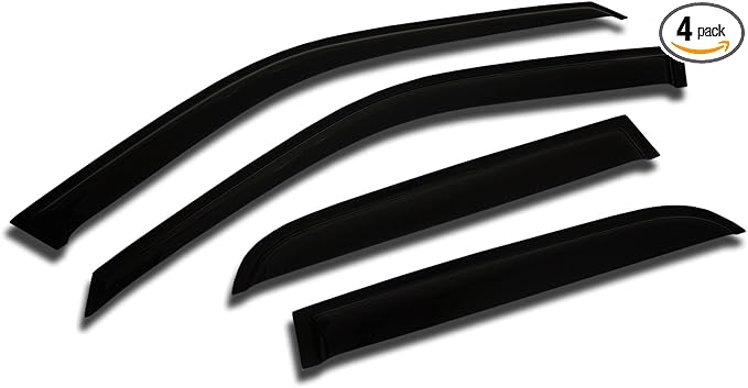 Outside Mount Car Window Rain Guards Compatible with Mazda Mazda6 Sedan 2002-2007 | Tape-On | Rain Shields Window Visor Window Deflectors | Dark Smoke, 4 Pcs Set, WV2M-306RM