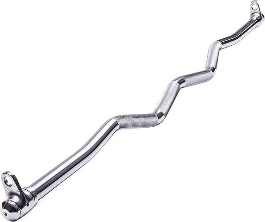 AmStaff 48" Straight Ez Curl Lat Pull Down Bar with Revolving Double Hook for Dual Pulley Cable Machines, Functional Trainer Multi-Purpose Attachment