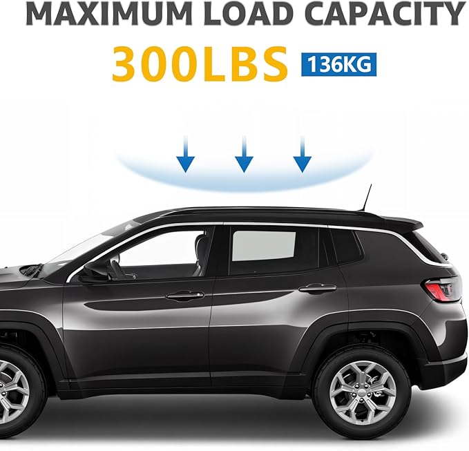 Roof Rack Cross Bars Compatible with Jeep Compass 2018-2025 (Only Fit Factory Flushed Side Rails), Adjustable Aluminum 300 LBS Anti-Theft Lock Cargo Carrier Rooftop Crossbar for Bike,Snowboard,Luggage