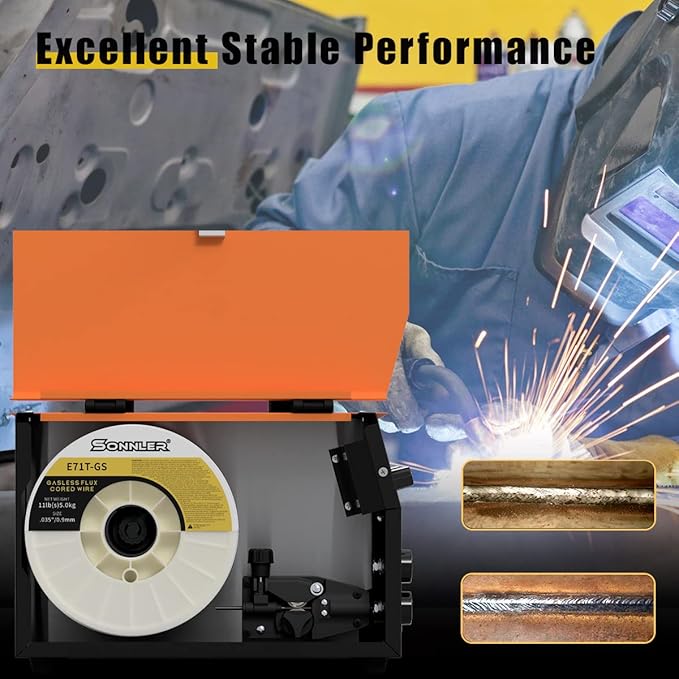 11-Pound .035 Flux Core Welding Wire, E71T-GS Mig Welding Wire, Low Splatter Mild Steel Wire Compatible With HF Fourney Harbor Welder(2 PACK)