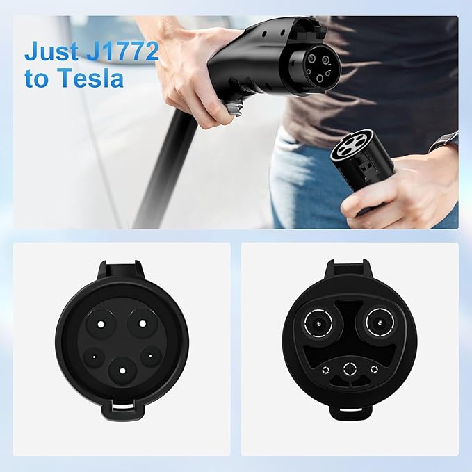 J1772 to Tesla Charger Adapter, Max 80A 250V Fast Charging Only for Tesla Model 3/Y/X/S/Cybertruck Charging Adapter, Compatible with SAE J1772 EV Charge to Tesla Adapter