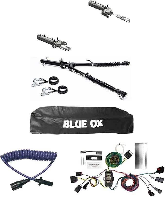 Blue Ox Avail Tow Bar & Baseplate Combo with EZ Light Wiring Harness fits 2014-2021 Jeep Grand Cherokee (No L) | Quick Installation | Includes Decal