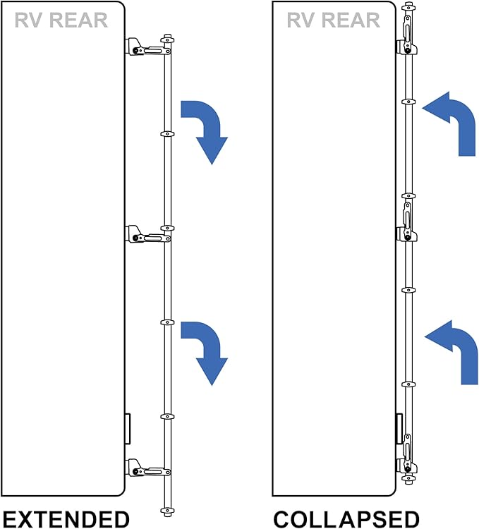 RecPro RV Toy Hauler Low Profile Universal 106.5" Collapsible Ladder with Hinges (Silver)